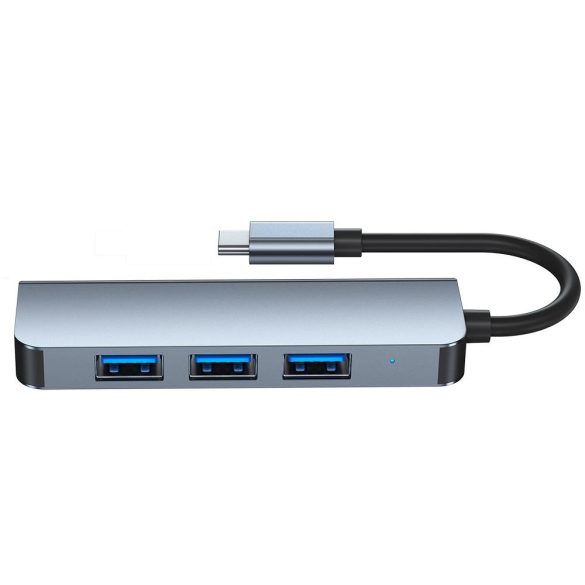 Tech-Protect V1 4 az 1-ben USB Hub USB-C - 3x USB-A 2.0 / USB-A 3.0 - szürke