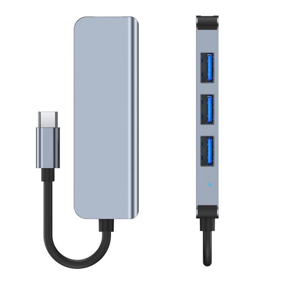 Tech-Protect V1 4 az 1-ben USB Hub USB-C - 3x USB-A 2.0 / USB-A 3.0 - szürke