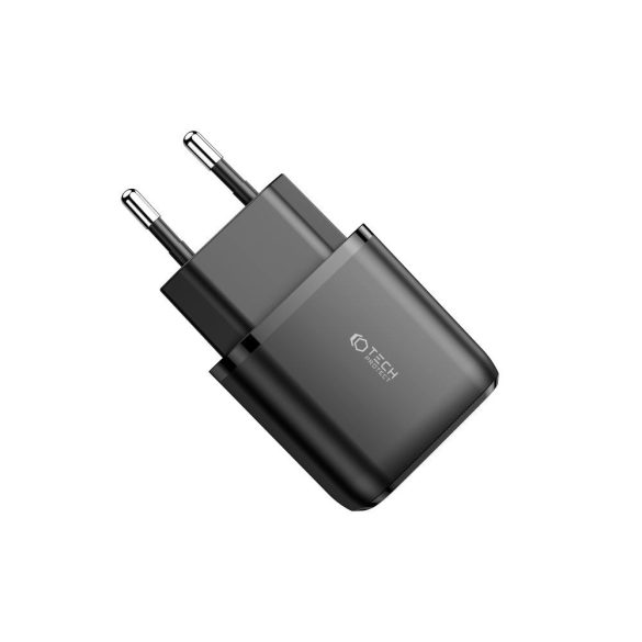 Tech-Protect C20W hálózati töltő 1xUSB-A és 1xUSB-C csatlakozással 20W PD QC - fekete