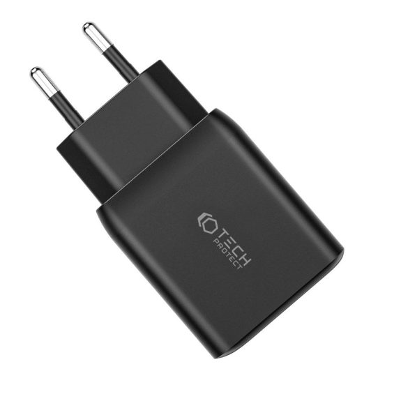 Tech-Protect C35W-2 hálózati töltő 2xUSB-C csatlakozással 35W PD - fekete