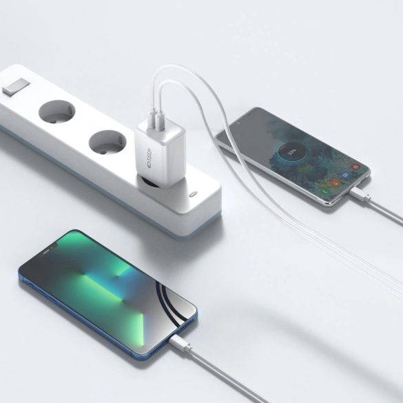 Tech-Protect C35W-2 hálózati töltő 2xUSB-C csatlakozással 35W PD - fekete