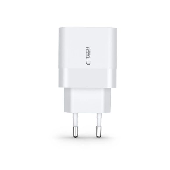 Tech-Protect C30W hálózati töltő 1xUSB-A és 1xUSB-C csatlakozással 30W PD QC - fehér