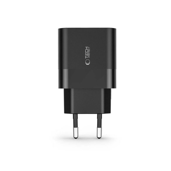 Tech-Protect C30W hálózati töltő 1xUSB-A és 1xUSB-C csatlakozással 30W PD QC - fekete