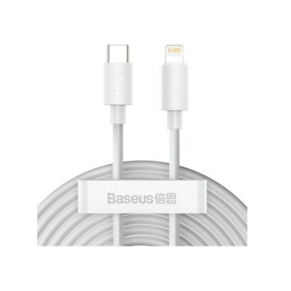 Kábel Usb-C Lightning 2.4A 1.5M Baseus Simple Wisdom Tzcatlzj-02 Fehér Szett 2 Db