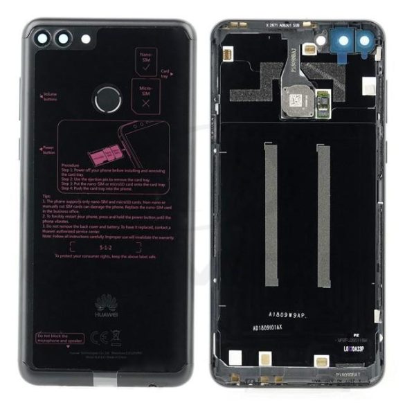 Akkumulátor ház Huawei Y9 2018 fekete 02352bbl Eredeti szervizcsomag