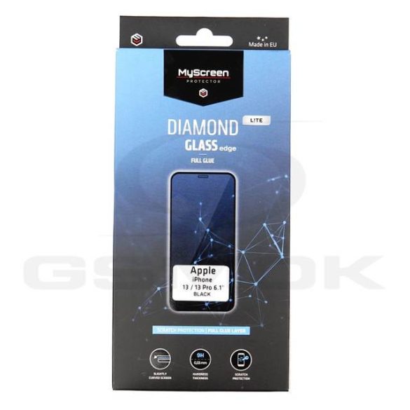 Iphone 13/13 Pro - Myscreen Diamond Glass Lite Edge Edzett Üveg Tempered Glass Teljes Ragasztás Fekete
