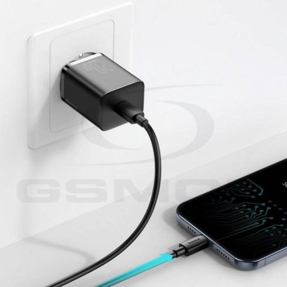 Hálózati Töltő Baseus Usb-C 20W Qc Pd + Kábel Usb-C Lightning 1M Tzccsup-B01 Fekete