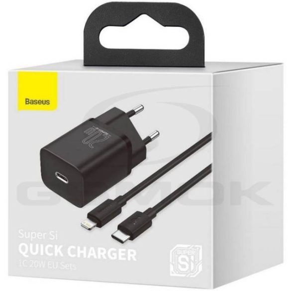 Hálózati Töltő Baseus Usb-C 20W Qc Pd + Kábel Usb-C Lightning 1M Tzccsup-B01 Fekete