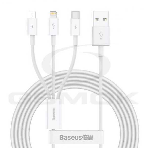 Kábel Usb 3In1 Lightning + Usb-C + Micro Usb 1.5M 3.5A Baseus Superior Camltys-02 Fehér