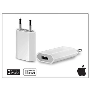 Apple iPhone 3G/3GS/4/4S/5/5S/5C/SE eredeti USB hálózati töltő - MD813ZM/A - 5V/1A - 5W (ECO csomagolás)