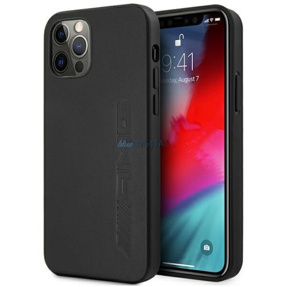 AMG AMHCP12MDOLBK iPhone 12 / iPhone 12 Pro 6,1" fekete kemény tok bőr Hot Stamped