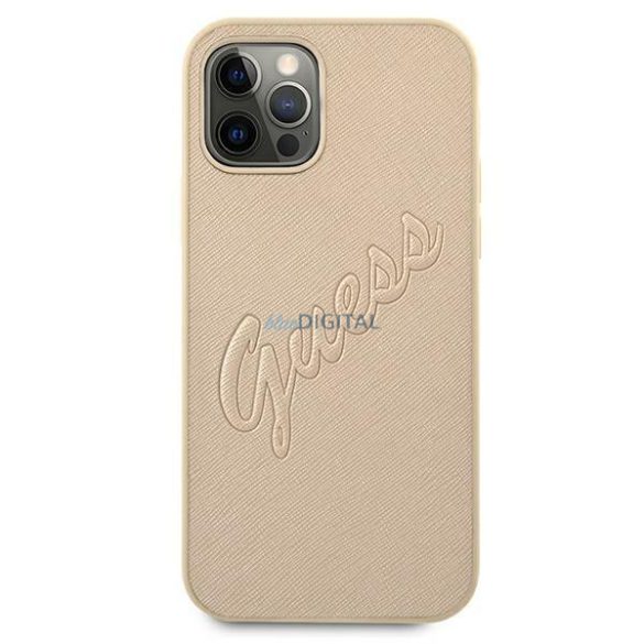 GUESS GUHCP12MRSAVSLG iPhone 12 / iPhone 12 Pro 6.1 & QUALT GOLD / GOLD tok SAFFIANO VINES SCRIPT