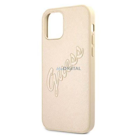 GUESS GUHCP12MRSAVSLG iPhone 12 / iPhone 12 Pro 6.1 & QUALT GOLD / GOLD tok SAFFIANO VINES SCRIPT