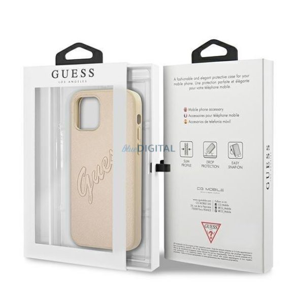 GUESS GUHCP12MRSAVSLG iPhone 12 / iPhone 12 Pro 6.1 & QUALT GOLD / GOLD tok SAFFIANO VINES SCRIPT