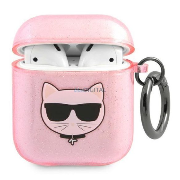 Karl Lagerfeld KLA2UCHGP Airpods tok Pink / Pink csillámos Choupette