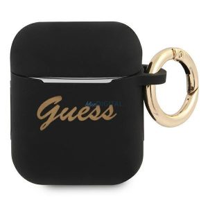 Guess GUA2SSSK AirPods telefontok fekete Szilikon Vintage Script