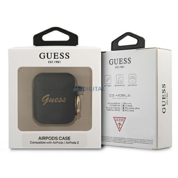 Guess GUA2SSSK AirPods telefontok fekete Szilikon Vintage Script