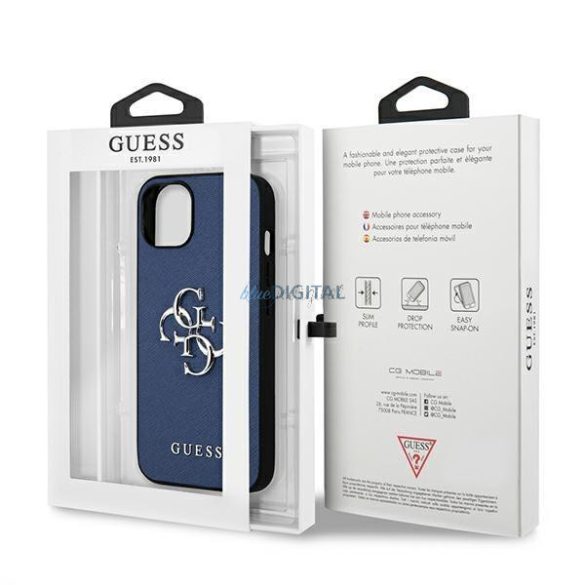 Guess GUHCP13SSA4GSBL IPHONE 13 MINI 5,4 "kék / kék herdtok Safiano 4G fém logó