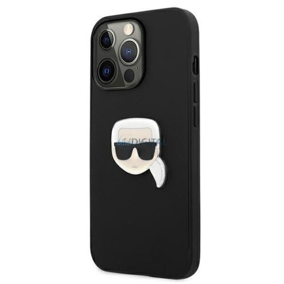 Karl Lagerfeld Klhcp13lpkmk iPhone 13 Pro / 13 6,1 "fekete tok bőr Ikonik Karl fejfémje