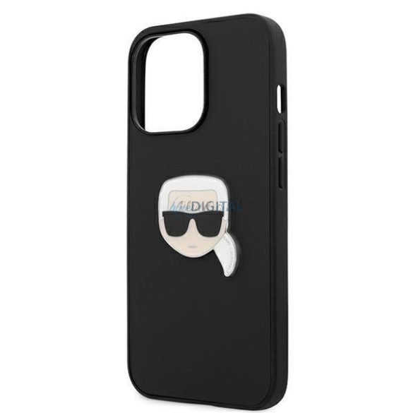 Karl Lagerfeld Klhcp13lpkmk iPhone 13 Pro / 13 6,1 "fekete tok bőr Ikonik Karl fejfémje