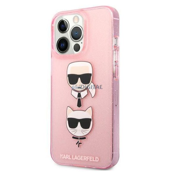 Karl Lagerfeld Klhcp13lkctuglp iPhone 13 PRO / 13 6.1 "Rózsaszín / Rózsaszín tok csillámos Karl's Choupette