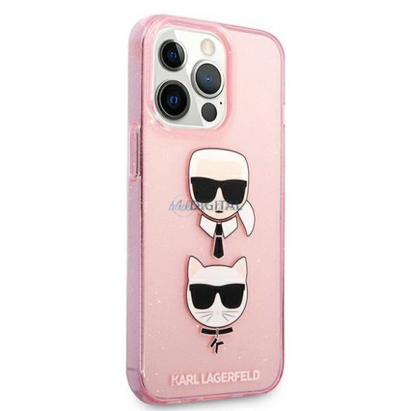 Karl Lagerfeld Klhcp13lkctuglp iPhone 13 PRO / 13 6.1 "Rózsaszín / Rózsaszín tok csillámos Karl's Choupette