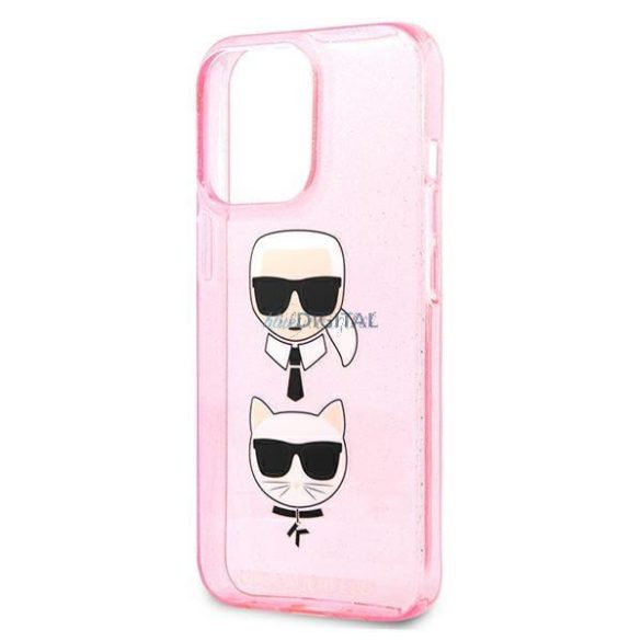 Karl Lagerfeld Klhcp13lkctuglp iPhone 13 PRO / 13 6.1 "Rózsaszín / Rózsaszín tok csillámos Karl's Choupette