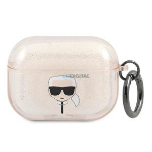 Karl Lagerfeld Khátlapukhgd Airpods Pro tok Gold / Gold csillámos Karl feje