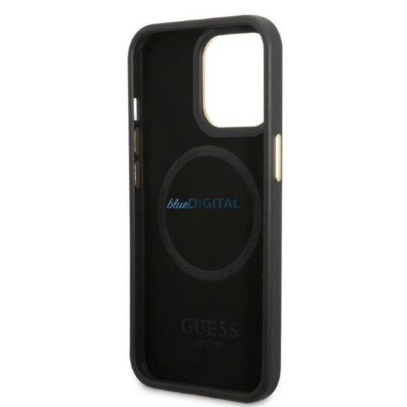 Guess GUHMP13LU4GPRK iPhone 13 Pro / 13 6,1 "fekete kemény tok 4G Logo Plate MagSafe