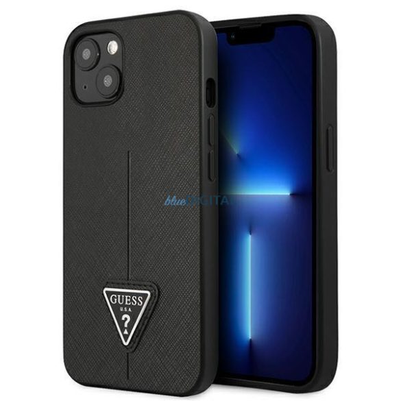 Guess GUHCP14SPSATLK iPhone 14 6.1 "fekete keménytok SaffianoTriangle Logo