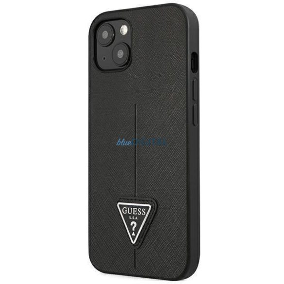 Guess GUHCP14SPSATLK iPhone 14 6.1 "fekete keménytok SaffianoTriangle Logo