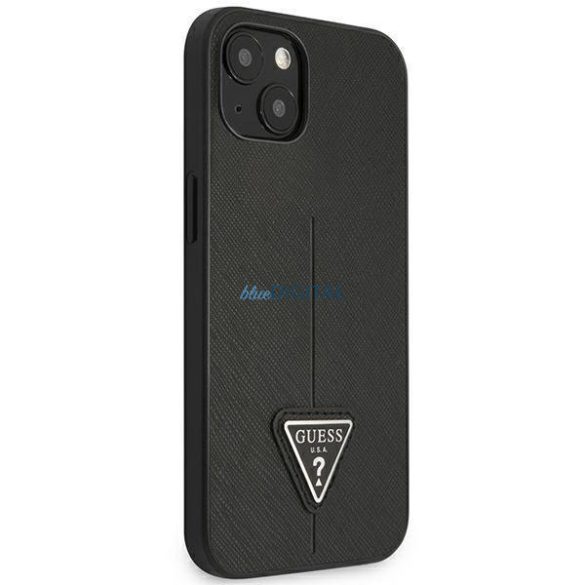 Guess GUHCP14SPSATLK iPhone 14 6.1 "fekete keménytok SaffianoTriangle Logo