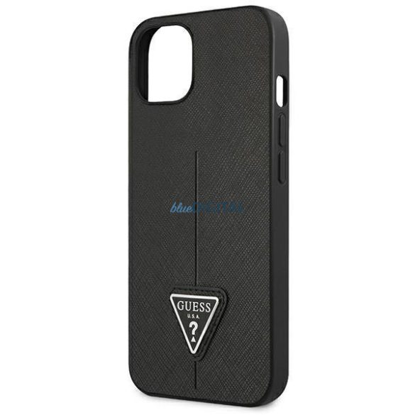 Guess GUHCP14SPSATLK iPhone 14 6.1 "fekete keménytok SaffianoTriangle Logo