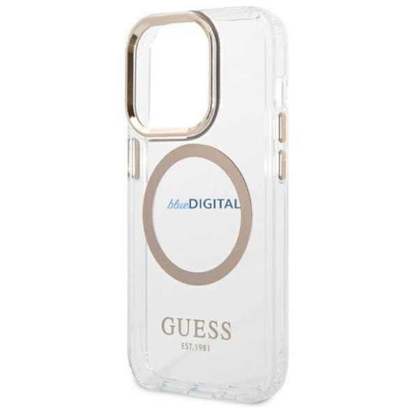 Guess GUHMP14XHTRMD iPhone 14 Pro Max 6.7 "arany kemény tok fém kontúr Magsafe