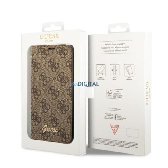 Guess GUBKP14LHG4SHW iPhone 14 Pro 6.1 "barna könyv 4G szüreti arany logóval