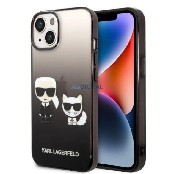 Karl Lagerfeld KLHCP14MTGKCK iPhone 14 Plus 6,7" keménytok fekete Gradient Ikonik Karl & Choupette