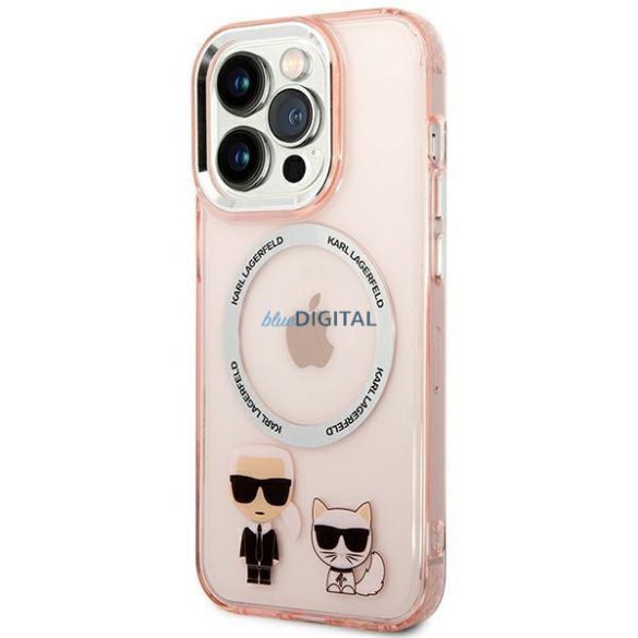 Karl Lagerfeld KLHMP14LHKCP iPhone 14 Pro 6,1" keménytok rózsaszín Karl & Choupette Alumínium Magsafe