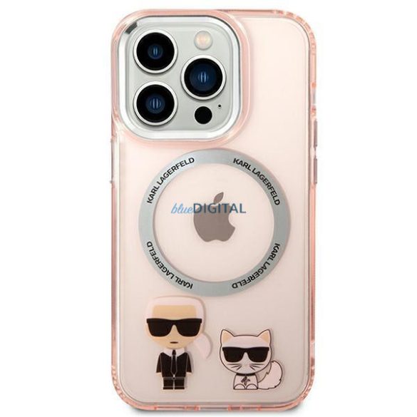 Karl Lagerfeld KLHMP14LHKCP iPhone 14 Pro 6,1" keménytok rózsaszín Karl & Choupette Alumínium Magsafe