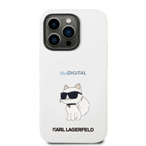 Karl Lagerfeld KLHMP14LSNCHBCH iPhone 14 Pro 6.1" keménytok fehér/fehér szilikon Choupette MagSafe szilikon tok