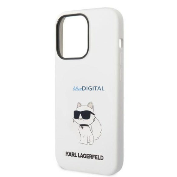 Karl Lagerfeld KLHMP14LSNCHBCH iPhone 14 Pro 6.1" keménytok fehér/fehér szilikon Choupette MagSafe szilikon tok