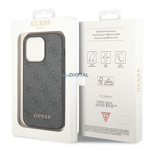 Guess GUHCP14XG4GFGR iPhone 14 Pro Max 6.7 "szürke kemény tok 4G fém arany logo