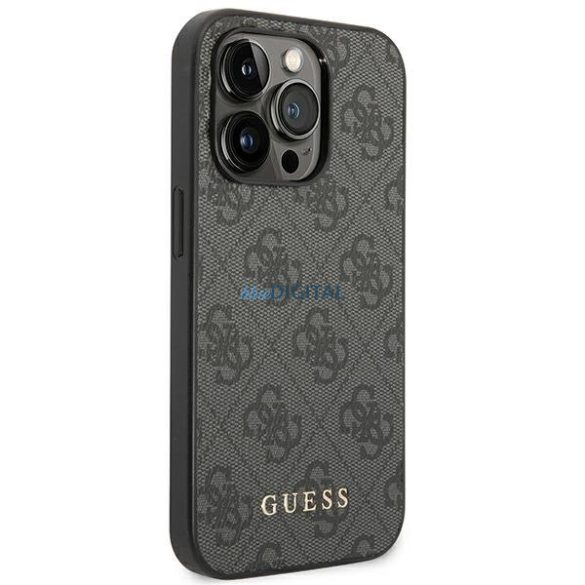 Guess GUHCP14XG4GFGR iPhone 14 Pro Max 6.7 "szürke kemény tok 4G fém arany logo