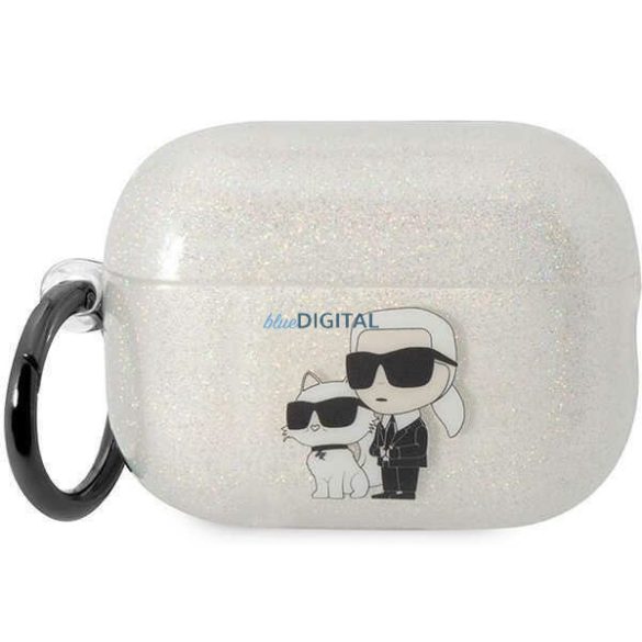 Karl Lagerfeld KLAP2HNKCTGT Airpods Pro 2 tok átlátszó csillogó Karl&Choupette