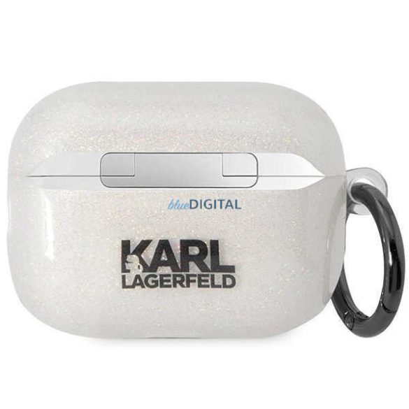 Karl Lagerfeld KLAP2HNKCTGT Airpods Pro 2 tok átlátszó csillogó Karl&Choupette