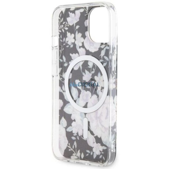 Guess GUHMP14SHCFWSK iPhone 14 6.1" fekete keménytok virágmintás MagSafe virág