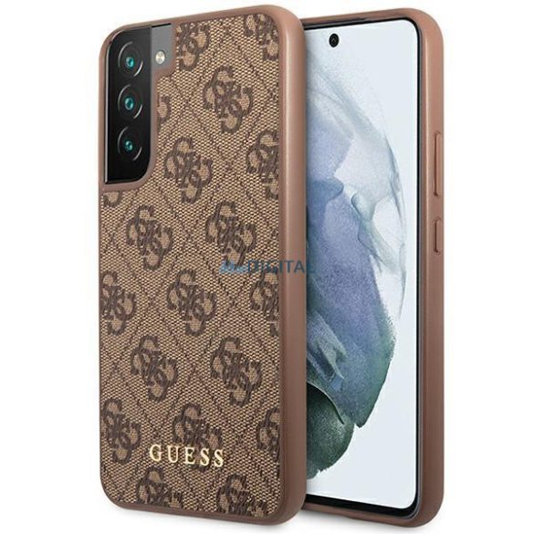 Guess GUHCS23SG4GFBR Samsung Galaxy S23 S911 barna keménytok 4G fém arany logó