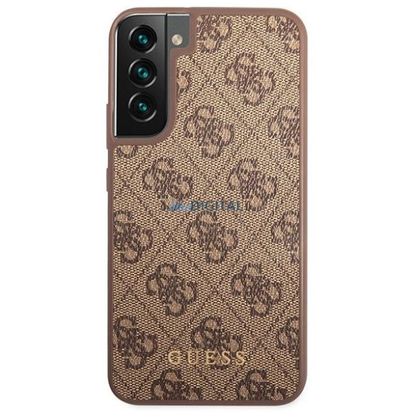 Guess GUHCS23SG4GFBR Samsung Galaxy S23 S911 barna keménytok 4G fém arany logó