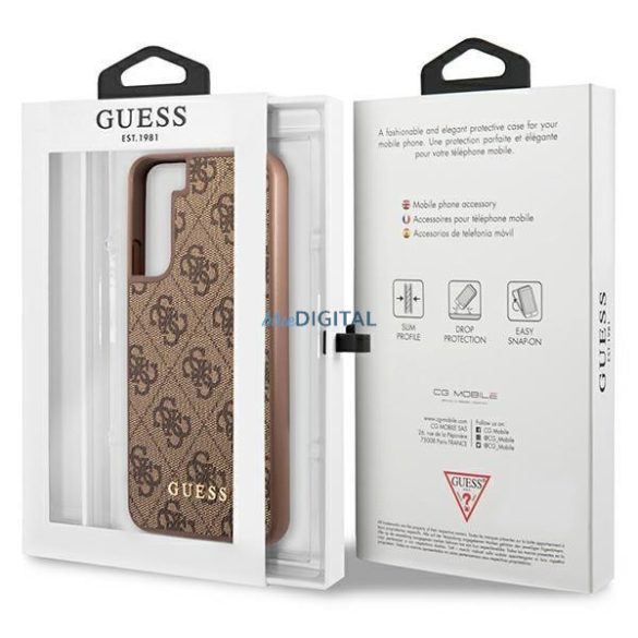 Guess GUHCS23SG4GFBR Samsung Galaxy S23 S911 barna keménytok 4G fém arany logó