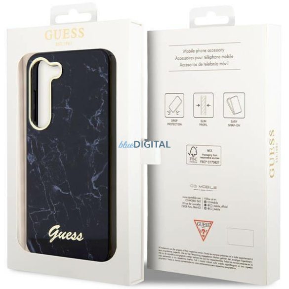 Guess GUHCS23SPCUMAK Samsung Galaxy S23 S911 fekete keménytok Márvány