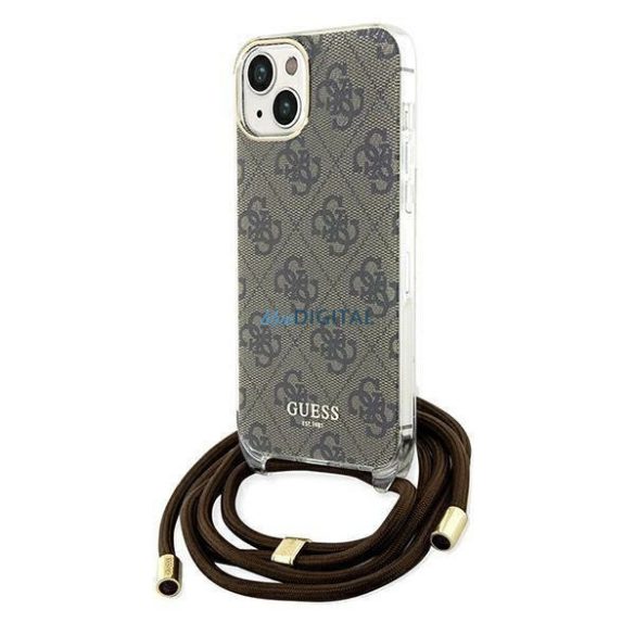 Guess Crossbody Cord 4G Print case iPhone 15 / 14 / 13 - barna tok